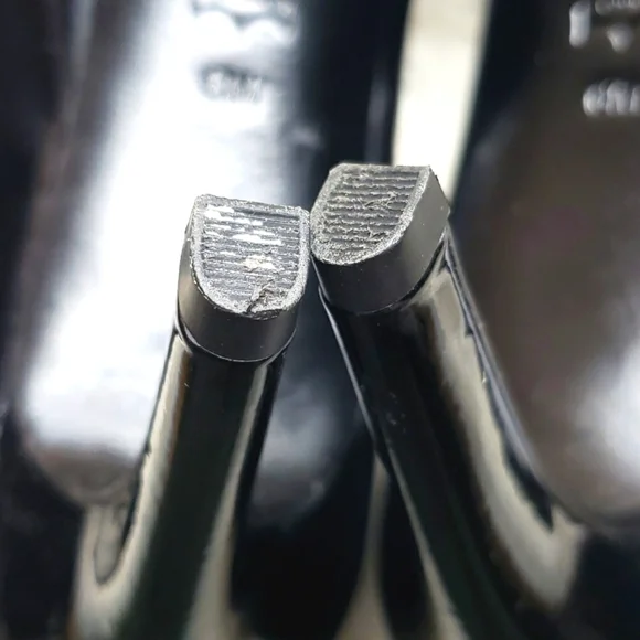 Via Spiga Black Frankie Patent Peep Toe Pumps 6M - Picture 12 of 12